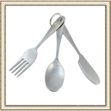 Stainless Steel Camping Cutlery with Key Ring (CL2C-DBL6B)